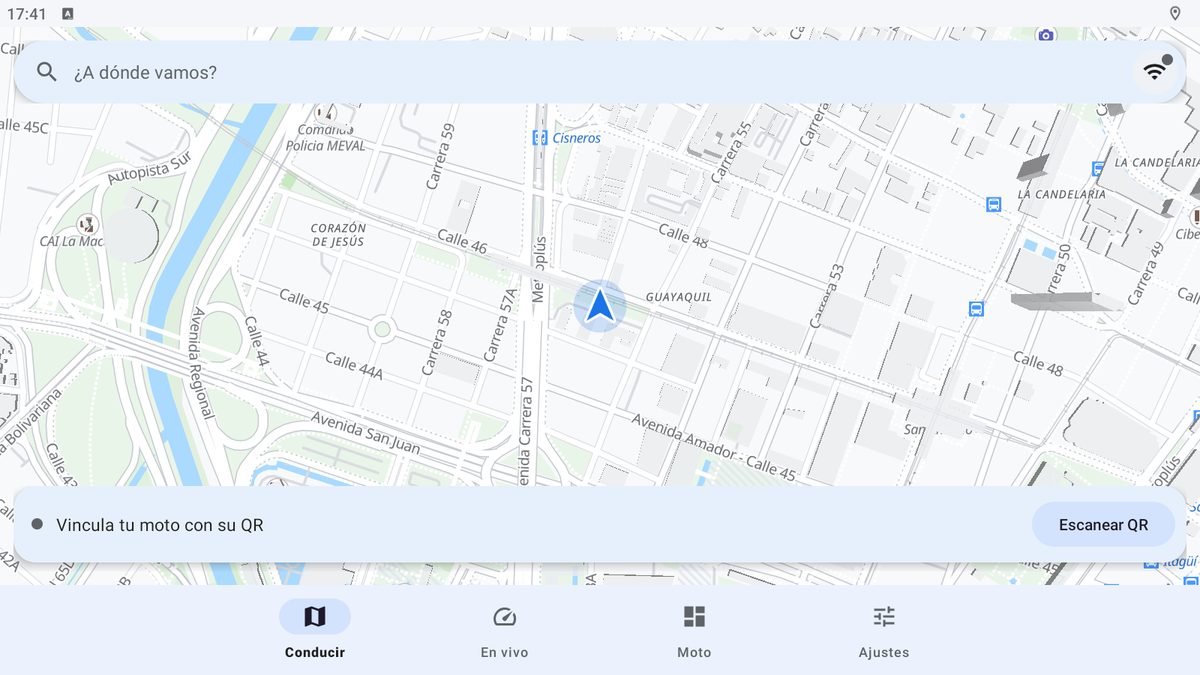 Pantalla Conducir con el mapa y el buscador